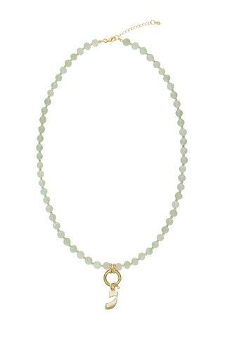 Sadie Letter Necklace - Light Green Aventurine
