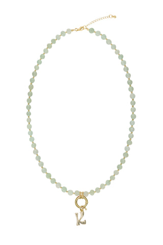 Sadie Letter Necklace - Light Green Aventurine