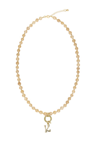 Sadie Letter Necklace - Yellow Jade