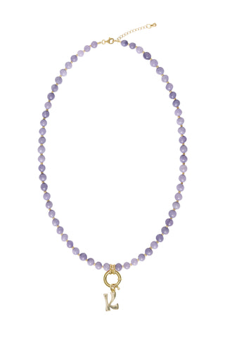 Sadie Letter Necklace - Purple Angelite
