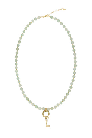 Sadie Letter Necklace - Light Green Aventurine
