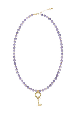 Sadie Letter Necklace - Purple Angelite