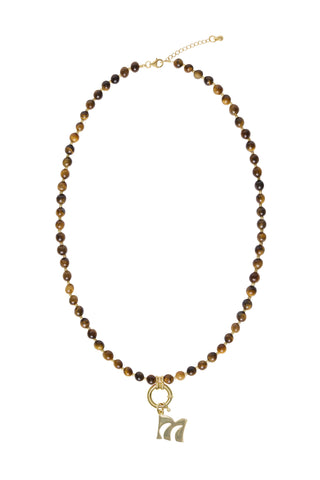 Sadie Letter Necklace - Brown Tiger Eye