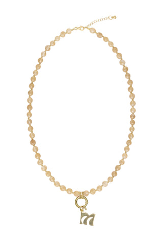 Sadie Letter Necklace - Yellow Jade