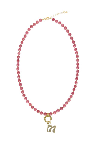 Sadie Letter Necklace - Red Ruby