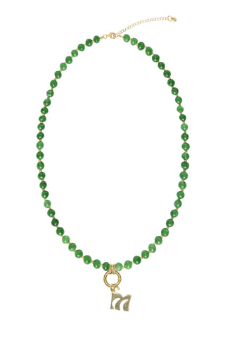 Sadie Letter Necklace - Green Jade