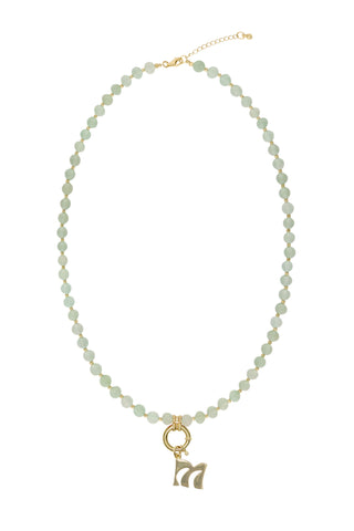 Sadie Letter Necklace - Light Green Aventurine