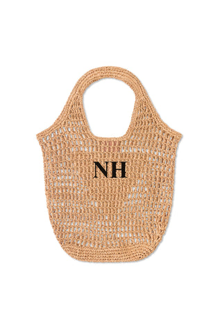 READY-TO-SHIP Personalised Raffia Bag Natural 'NH'