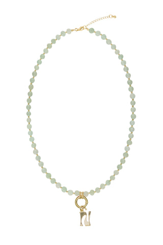 Sadie Letter Necklace - Light Green Aventurine