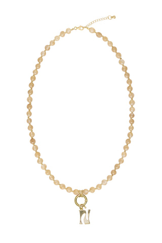 Sadie Letter Necklace - Yellow Jade