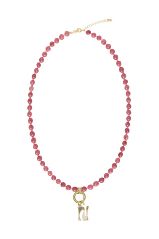 Sadie Letter Necklace - Red Ruby