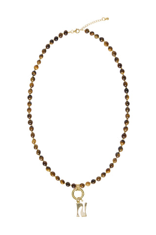 Sadie Letter Necklace - Brown Tiger Eye