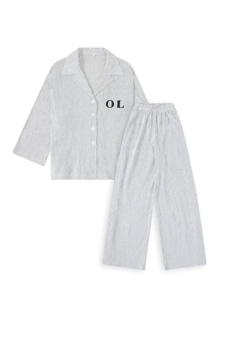 Personalised Pyjama Long Set Black Stripe