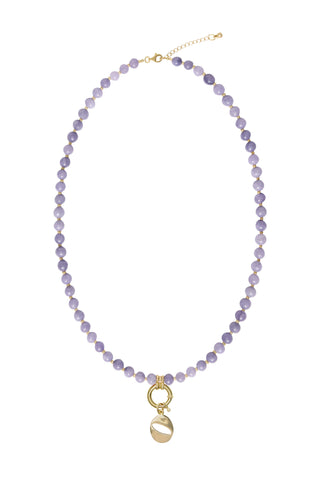 Sadie Letter Necklace - Purple Angelite