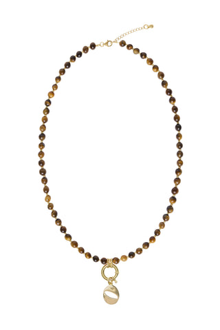 Sadie Letter Necklace - Brown Tiger Eye