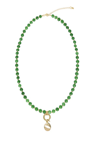 Sadie Letter Necklace - Green Jade