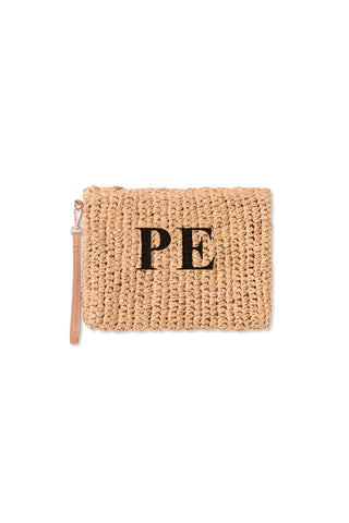 READY-TO-SHIP Personalised Raffia Clutch Natural 'PE'