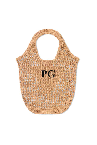 READY-TO-SHIP Personalised Raffia Bag Natural 'PG'