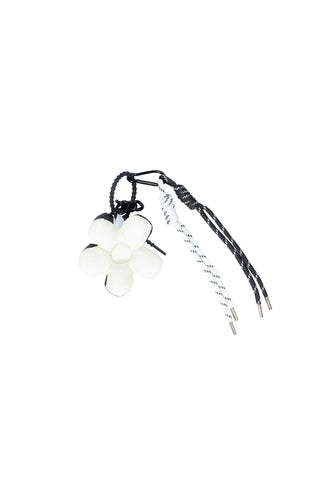 Bag Charm - White & Black Flower Pillow