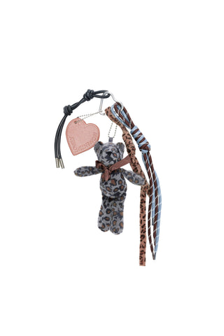 Bag Charm - Leopard Print Teddy Bear & Heart