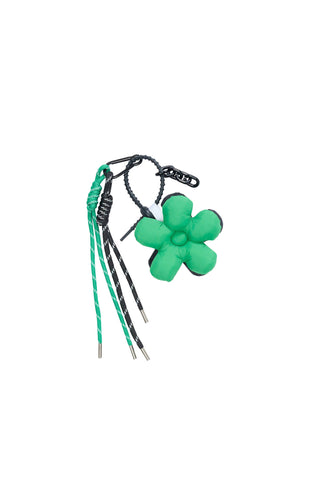 Bag Charm - Green & Black Flower Pillow