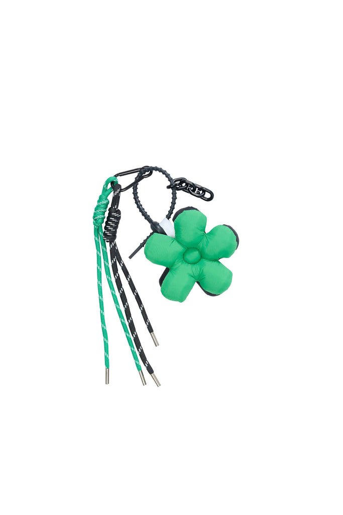 Bag Charm - Green & Black Flower Pillow
