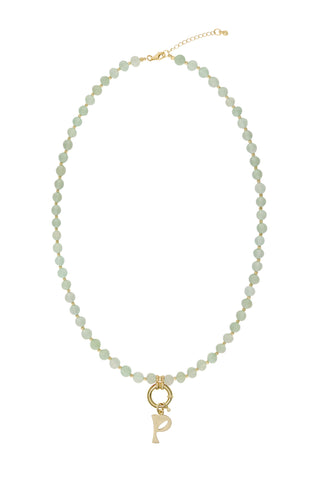 Sadie Letter Necklace - Light Green Aventurine