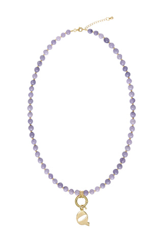 Sadie Letter Necklace - Purple Angelite
