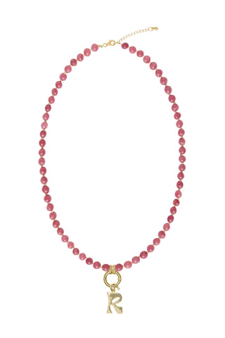 Sadie Letter Necklace - Red Ruby