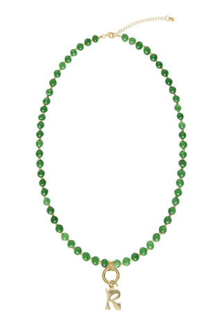 Sadie Letter Necklace - Green Jade