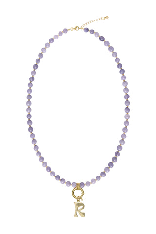Sadie Letter Necklace - Purple Angelite