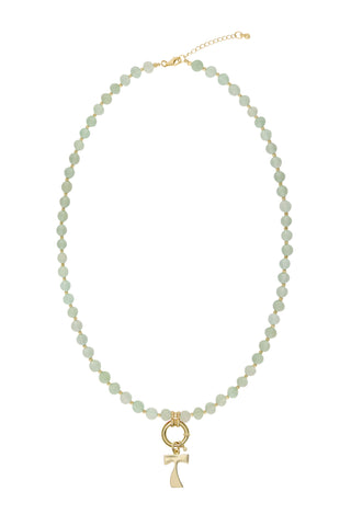 Sadie Letter Necklace - Light Green Aventurine