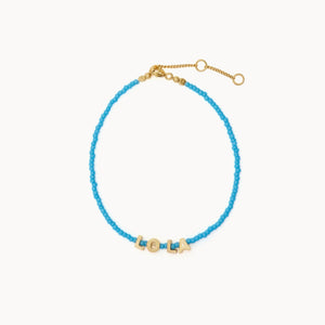 Tiny Dancer Beaded Initials Bracelet - Blue