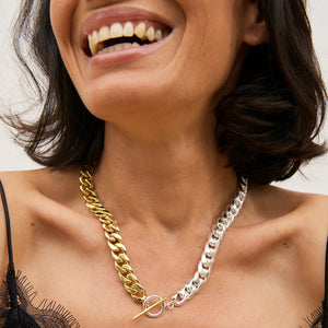 Celine Two Tone Chain Necklace - Gold & Silver