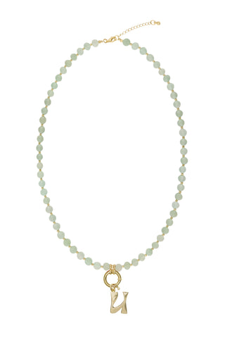 Sadie Letter Necklace - Light Green Aventurine