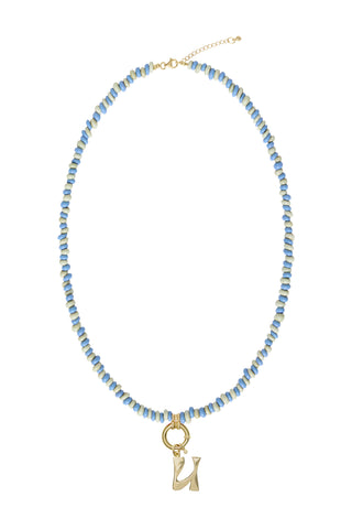 Sadie Letter Necklace - Mixed Blues