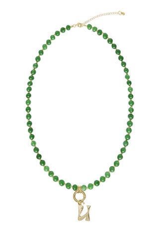 Sadie Letter Necklace - Green Jade