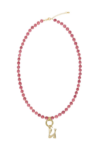 Sadie Letter Necklace - Red Ruby