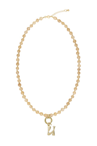 Sadie Letter Necklace - Yellow Jade