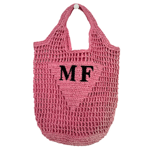 Raffia Bag - Light Pink - 'MF'