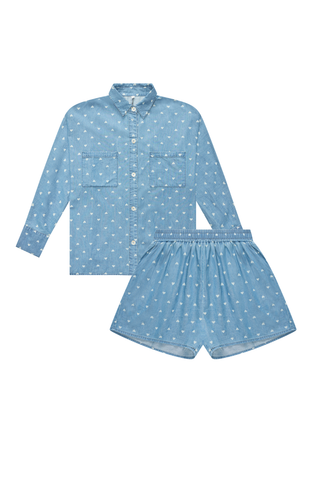 Ezra Set in Blue & White Hearts