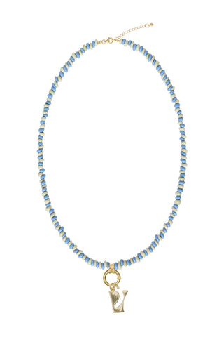 Sadie Letter Necklace - Mixed Blues