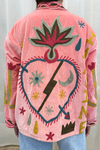 Embroidered Velvet Collared Jacket