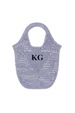 READY-TO-SHIP Personalised Raffia Bag Violet 'KG'