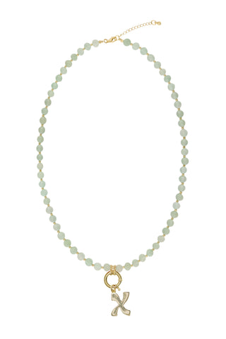 Sadie Letter Necklace - Light Green Aventurine