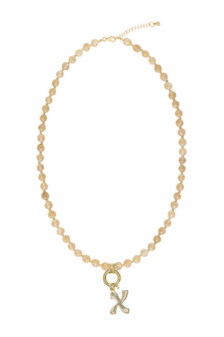 Sadie Letter Necklace - Yellow Jade
