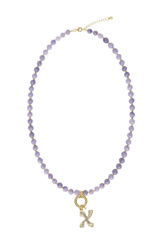 Sadie Letter Necklace - Purple Angelite