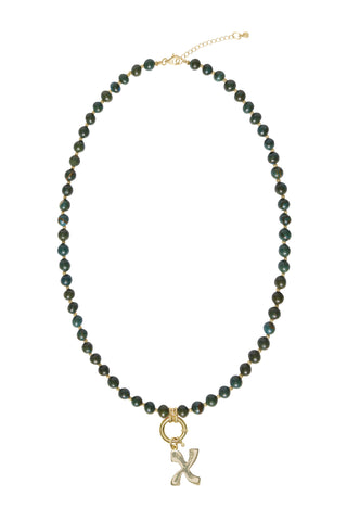 Sadie Letter Necklace - Blue Jade