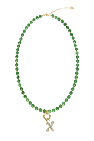 Sadie Letter Necklace - Green Jade