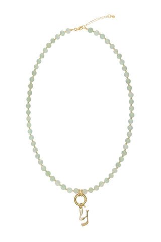 Sadie Letter Necklace - Light Green Aventurine